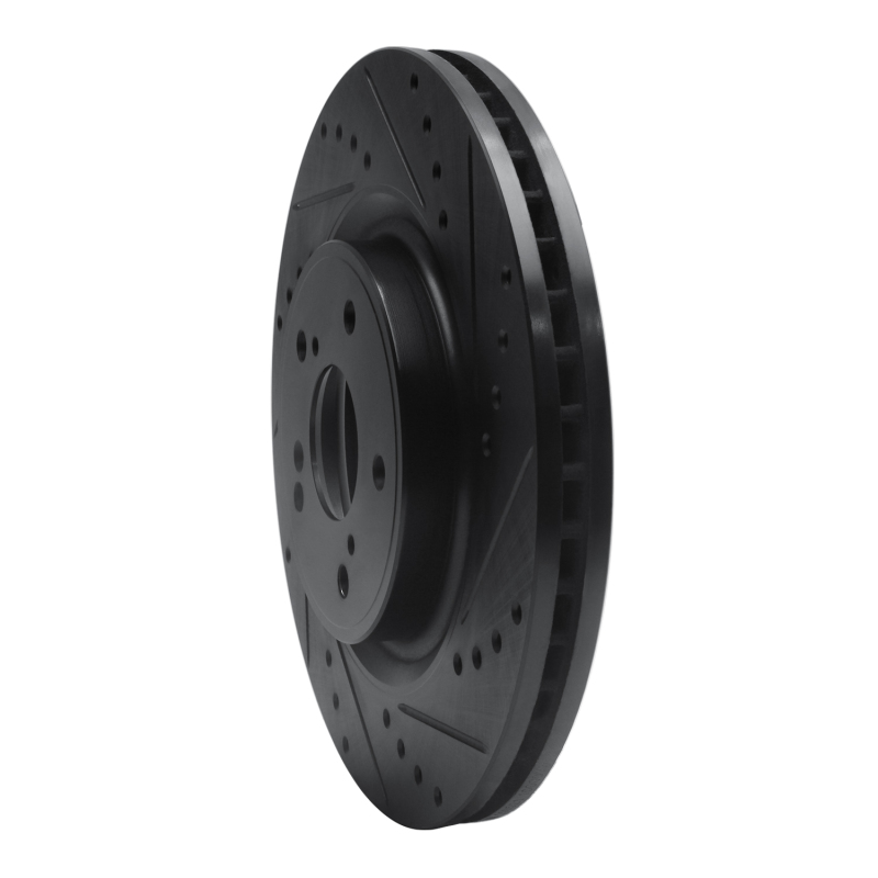 Honda CR-V Brake Rotor (1) - Front Right - R1 Concepts - Drilled & Slotted - Black - `20-`22